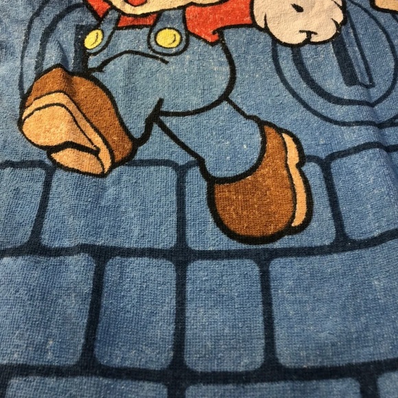 Vintage Nintendo Super Mario Luigi Beach Towel 26x51 Kids Bath Pool Rare - Picture 9 of 12